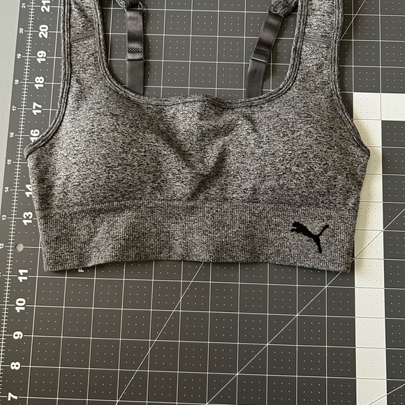 Puma Gray Sports Bra with Wide Straps and Stretch Fabric - Picture 2 of 5